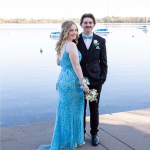 Primavera Couture Blue Prom Dress